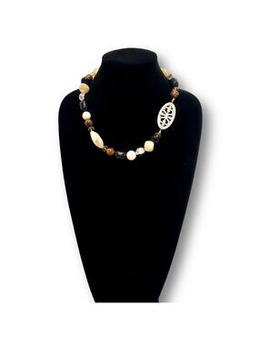 LANE BRYANT Natural Stone & Wood Accent Choker necklace nwt​